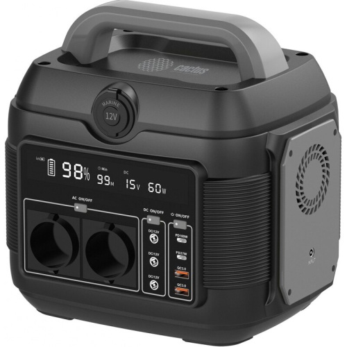 Электростанция портативная Cactus CS-PCS576 160000mAh 5A QC3.0 2xUSB черный/серый