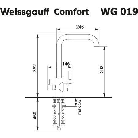 Смеситель для кухни Weissgauff WG 019344 Comfort Deep Space