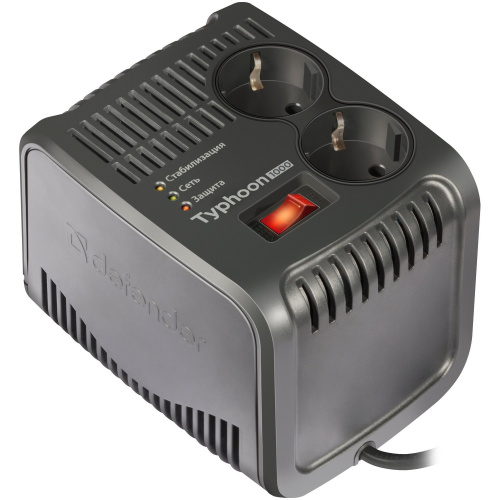 Стабилизатор напряжения DEFENDER AVR Typhoon 1000 320 Вт, 2 розетки (99033)