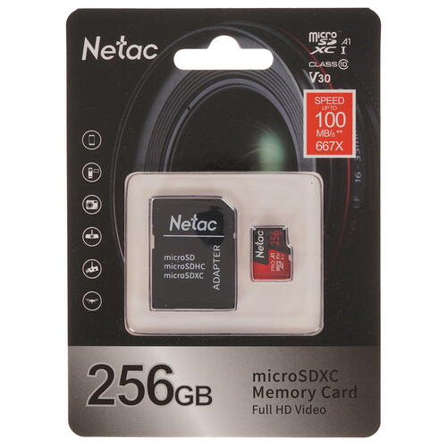 Карта памяти Netac P500 Extreme Pro (NT02P500PRO-256G-R) 256GB MicroSD retail version w/SD adapter