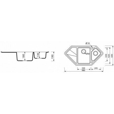 Мойка Marmorin Torro 220 613 012 black Metalic