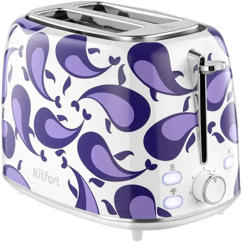 Тостер Kitfort КТ-6863 белый/фиолетовый