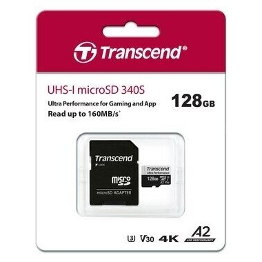 Карта памяти Transcend Ultra Perfomrance (TS128GUSD340S) 128GB microSDXC Class 10 UHS-I U3, V30, A2, (SD адаптер), TLC