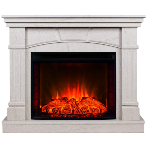 Электрокамин RealFlame History 25,5 WT цвет натуральный камень с очагом Evrika 25,5 LED