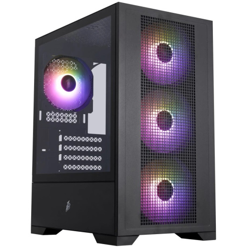 Корпус 1STPLAYER Go2 ARGB Black (Go2-BK-4F7) / mATX / 4x120mm ARGB fans