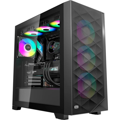 Корпус PcCooler C3D510 BK ARGB без БП, Tempered Glass Full Tower, Black, TG, 0.7 SPCC, 3x120mm E-ATX, ATX, mITX 170/390/410mm 2x2.5", 7xPCI