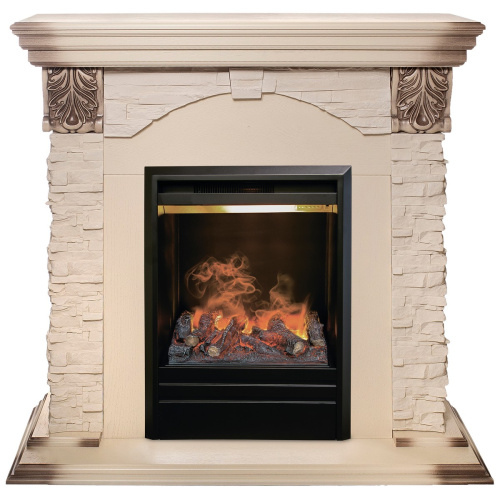 Электрокамин RealFlame Dublin Lux WT белый дуб с серой патиной с очагом 3D Olympic