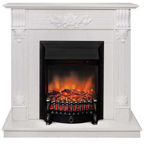 Электрокамин RealFlame Ottawa WT белое золото с очагом Fobos Lux Black RC