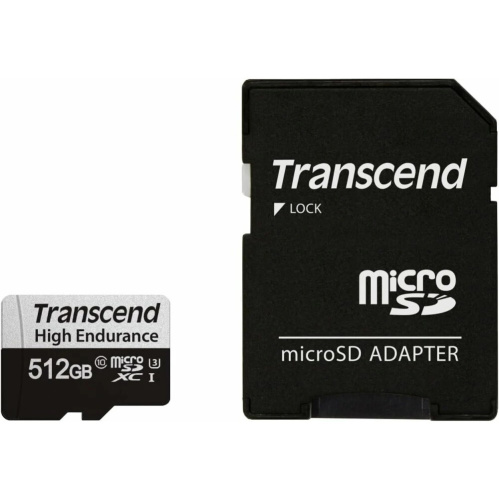 Карта памяти Transcend 350V SDmicro, 512 Гб, (TS512GUSD350V), Endurance, c адаптером
