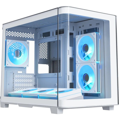 Корпус XASTRA QR500M 3ARGB-FM-C10-UC White (QR500M-3FM12A-C10-UC-WH) mATX/Aquarium/2 Curve Glass/3x120mm ARGB PWM FM fans/Argb+PWM HUB 10port/Type-C