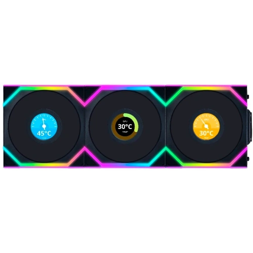 Комплект вентиляторов (3шт.) Lian Li UNI Fan SL Wireless LCD 120 Reverse Blade (G99.12RSLLCD1W3B.R0)/12RSLLCD1W3B Black/120x124,5x28мм(1.6”,PWM,ARGB)