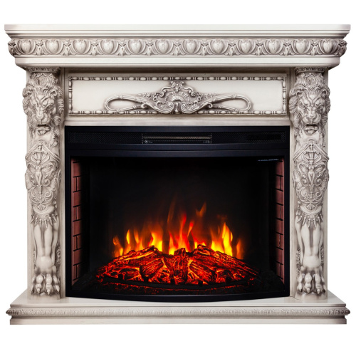 Электрокамин RealFlame Romano 33 WT белый дуб с серой патиной с очагом Firespace 33 S IR