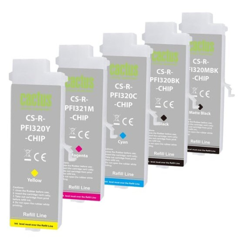 Картридж перезаправляемый струйный Cactus CS-R-PFI321SET-Chip набор 5шт.упак. для Canon imageProGraf TM-250/255/350/355 с чипом