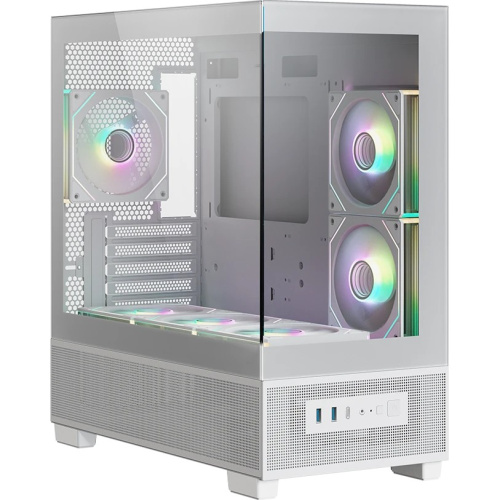 Корпус XASTRA Q500M 6ARGB-C10-UC White (Q500M-6FM12A-C10-UC-WH) mATX/Aquarium/Screewless/ 6x120mm ARGB PWM FM fans/Argb+PWM HUB 10port/ Type-C