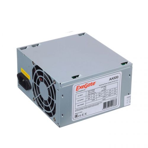 Блок питания ExeGate EX256711RUS-PC 500W AA500, ATX, PC, 8cm fan, 24p+4p, 2xSATA, 1xIDE + кабель 220V