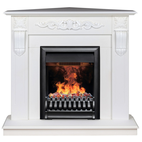 Электрокамин RealFlame Dominica Corner DN белый матовый с очагом 3D Oregan