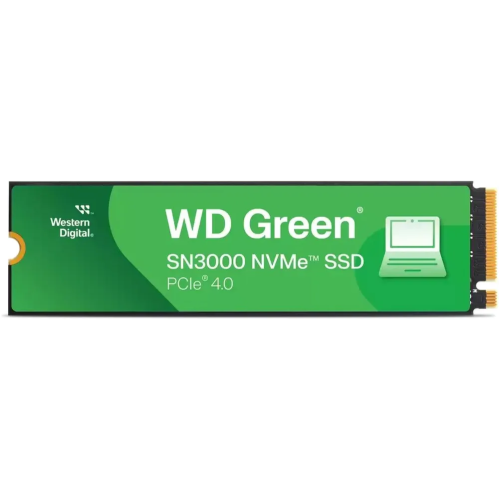 SSD WD Green SN3000 WDS100T4G0E, 1000GB, M.2(22x80mm), NVMe, PCIe 4.0 x4, QLC, R/W 5000/4200MB/s, TBW 150, DWPD 0.1 (12 мес.)
