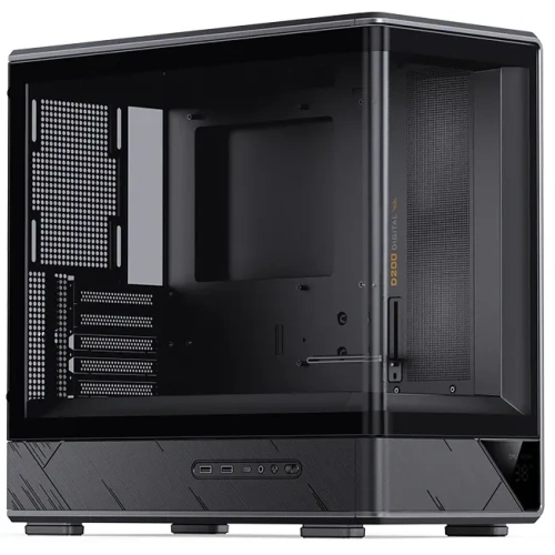 Корпус JONSBO D200 Black без БП, бок. пан. из закал. стекла (панорама), mini-ITX, micro-ATX, черный