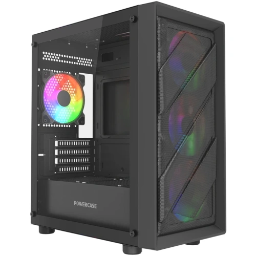 Корпус Powercase Mistral Micro EM21 (CMMEM21B-L4), Tempered Glass, 4x120mm FRGB fan, чёрный, mATX