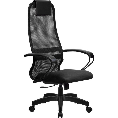 Кресло Метта SU-B-8 (ZDA.12.1.222) черный сиденье черный сетка с подголов. крестов. металл хром