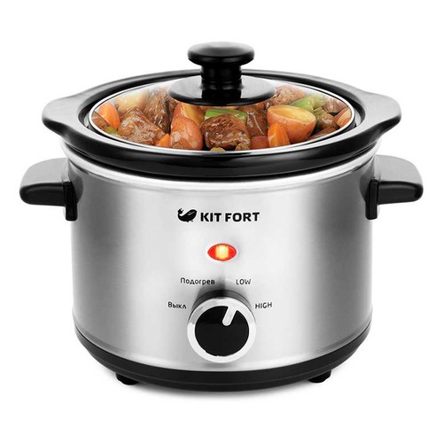 Медленноварка Kitfort КТ-205 серебристый/черный