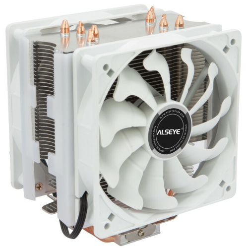 Кулер Alseye S120D-W Universal, TDP 135W, 2x120Fan, 4 heat pipe, White, PWM, RTL