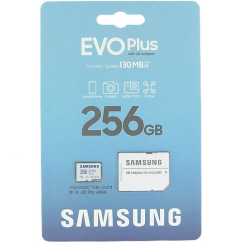 Карта памяти Samsung MB-MC256SA/APC 256GB Evo Plus (2024) Micro SDXC Card U3, V30, A2 + adapter