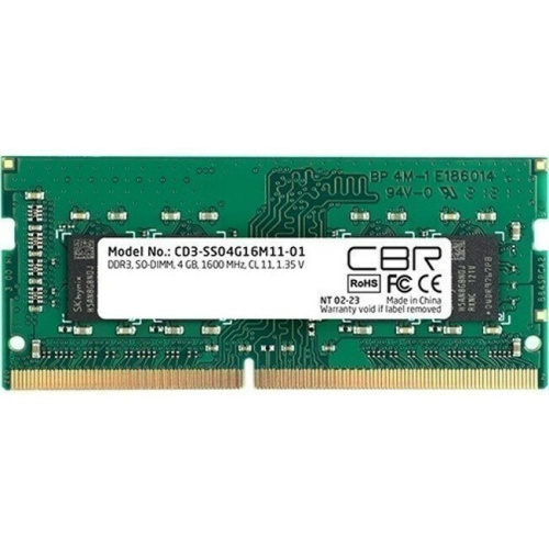 ОЗУ CBR CD3-SS04G16M11-01 DDR3 SODIMM 4GB PC3-12800, 1600MHz, CL11, 1.35V