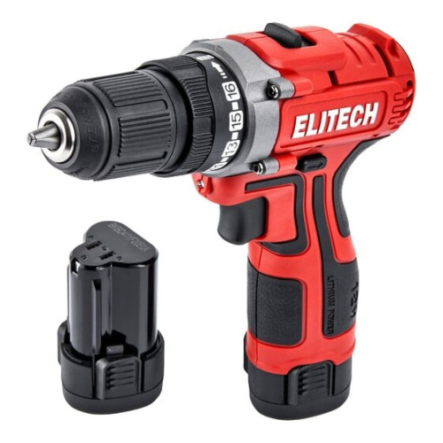 Дрель-шуруповерт Elitech ДА 12Л2 (E2201.043.01) 205668 2АКБ+ЗУ