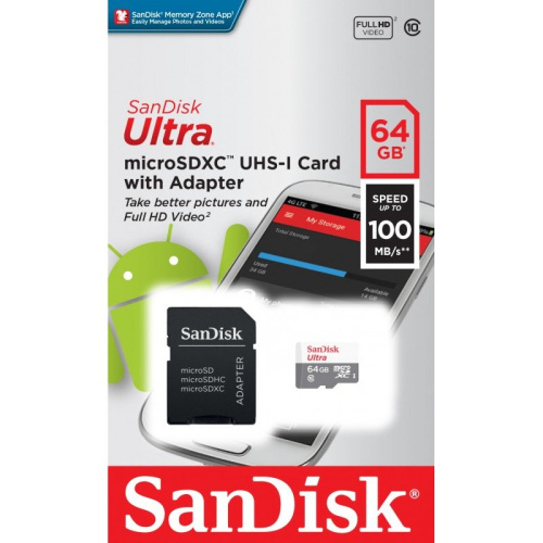 Карта памяти SanDisk 64GB SDSQUNR-064G-GN3MA
