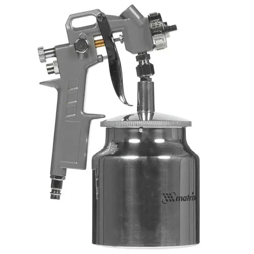 Краскопульт MATRIX 57317 с нижним бачком v-075k + сопла диаметром 1.2 1.5 и 1.8мм