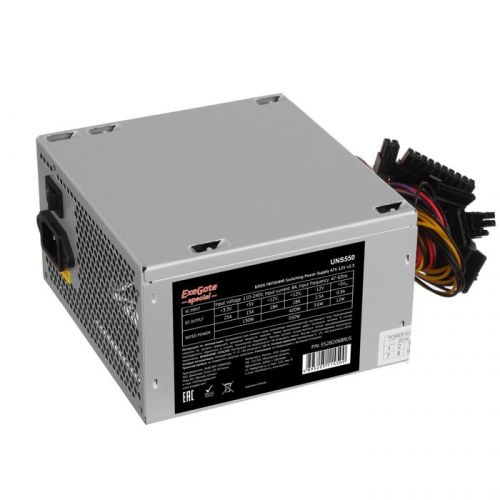 Блок питания ExeGate ES282068RUS 550W UNS550, ATX, 12cm fan, 24p+4p, 6/8p PCI-E, 3xSATA, 2xIDE, FDD
