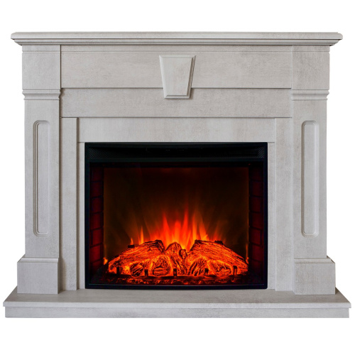 Электрокамин RealFlame Kellie 25,5/26 WT цвет белый камень с очагом Evrika 25,5 LED