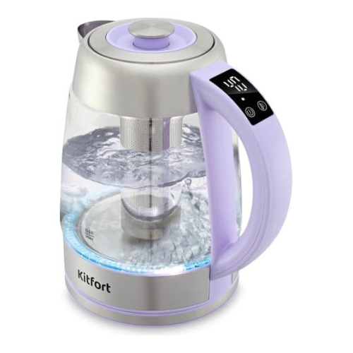 Чайник электрический Kitfort КТ-6624 1.7л. лавандовый/нерж (корпус пластик/стекло)