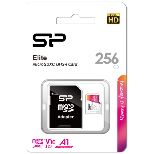 Карта памяти Silicon Power Elite (SP256GBSTXBV1V20SP) 256GB A1 microSDXC Class 10 UHS-I U3 100 Mb/s (SD адаптер)