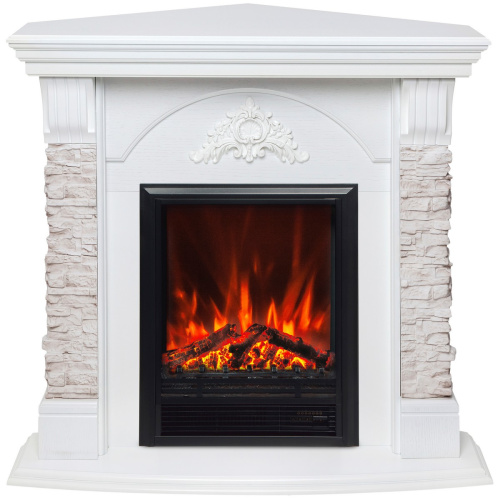 Электрокамин RealFlame Athena Corner GR белый с очагом Eugene