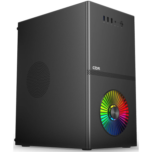 Корпус CBR V867 (PCC-MATX-V867-WPSU), без БП, mATX Minitower, 1*USB 3.0, 2*USB 2.0, HD Audio+Mic, Rainbow Fan, Black