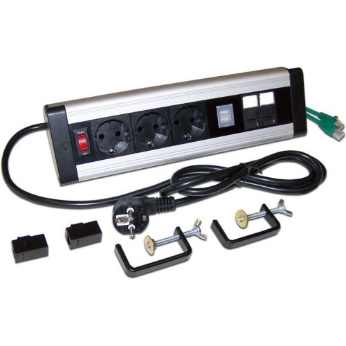 Блок распределения питания Lanmaster LAN-WA-DC/3G+2UC+2C6 гор.размещ. 3xSchuko 2xUSB 2xRJ45 базовые 16A Schuko 3м