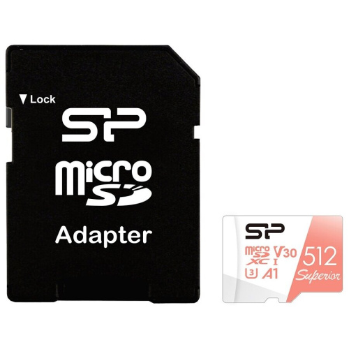Карта памяти Silicon Power Superior (SP512GBSTXDV3V20SP) 512GB A1 microSDXC Class 10 UHS-I U3 100/80 Mb/s (SD адаптер)
