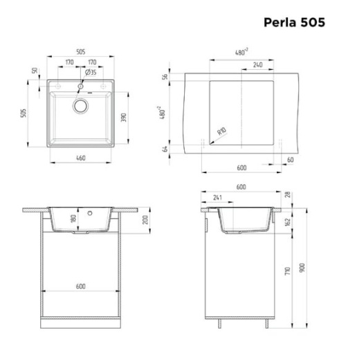 Кухонная мойка MAUNFELD Perla 505 MFQS-505B черный