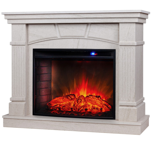 Электрокамин RealFlame History 25,5 WT цвет натуральный камень с очагом Evrika 25,5 LED