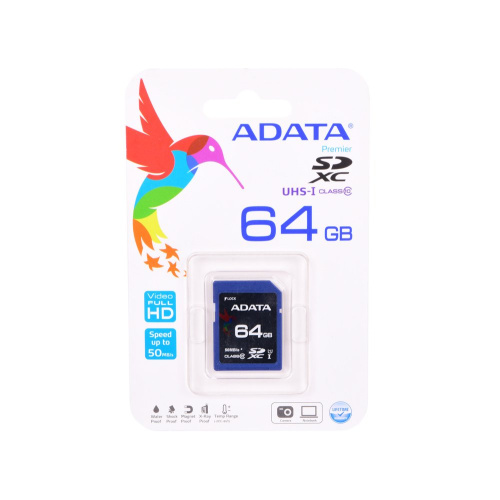 Карта памяти A-DATA Premier SDXC 64GB Class 10 UHS-I (ASDX64GUICL10-R)