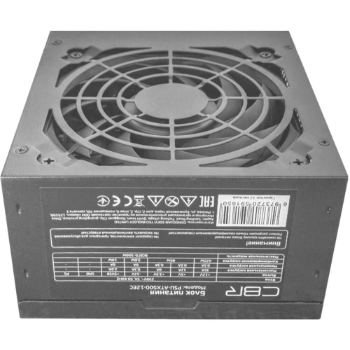 Блок питания CBR PSU-ATX500-12EC ATX, 500W, 20+4pin/1*4+4pin/1*6pin/2*IDE/4*SATA, 12cm fan, black