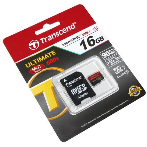 Карта памяти Transcend TS16GUSDHC10U1 micro SDHC Ultimate 16GB UHS-I Class 10 U1 с адаптером