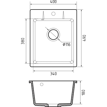 Кухонная мойка GRANFEST Urban 240 black
