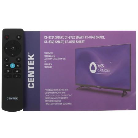 24" Телевизор Centek CT-8724 черный 1366x768, HD Ready, 60 Гц, Wi-Fi, Smart TV, Android TV