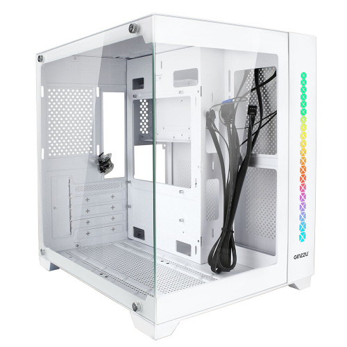 Корпус Ginzzu V420 RGB подсветка, закаленное стекло 1*USB 3.0,1*USB 2.0, AU Белый mATX