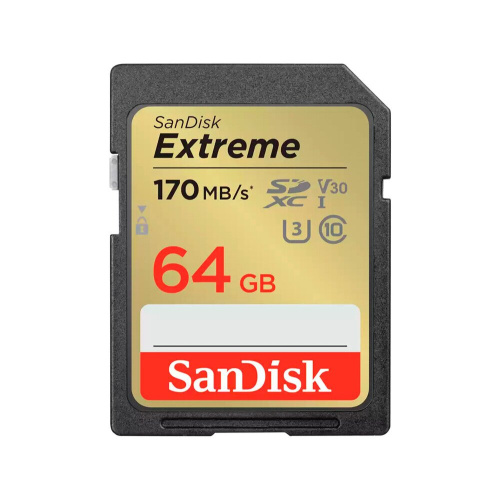 Карта памяти SanDisk (SDSDXV2-064G-GNCIN) 64GB SDXC Class 10 V30 UHS-I U3 Extreme 170MB/s