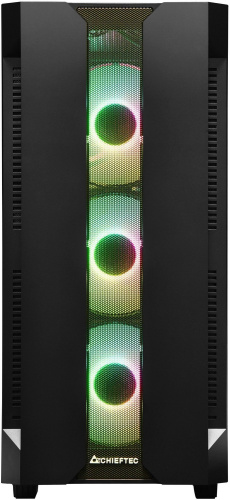 Корпус CHIEFTEC HUNTER GS-01B-OP без БП, боковая панель из закаленного стекла, 3xARGB LED 120мм вентилятора спереди, 1xARGB LED 120мм вентилятор сзади