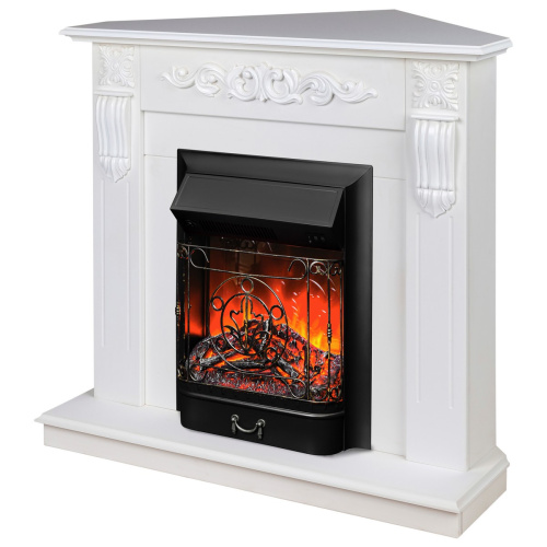 Электрокамин RealFlame Dominica Corner DN белый матовый с очагом Majestic Lux Black